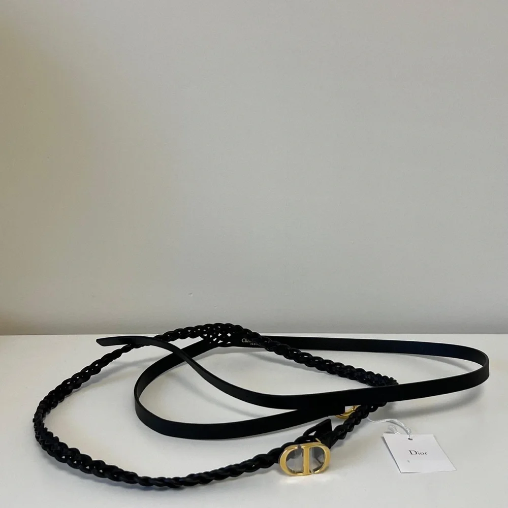 CHRISTIAN DIOR Calfskin Double Braided Belt